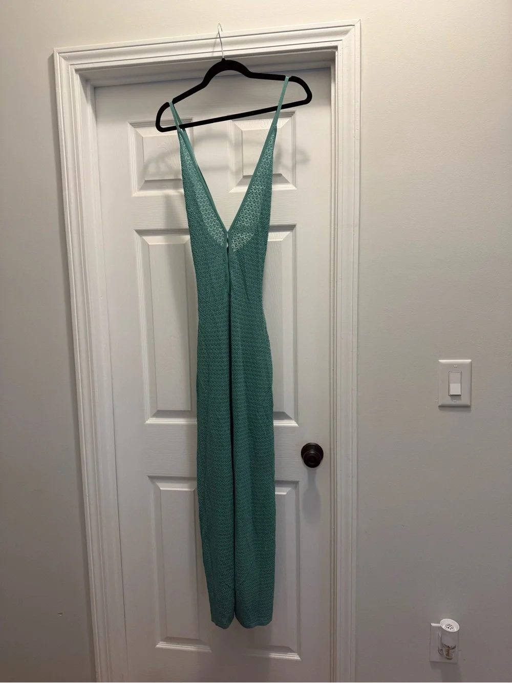 NWT Monday Swimwear Pond Crinkle Crochet Maxi Ramatuelle Dress with Plunge Neck